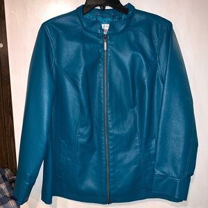 CJ BANKS pleather zip up jacket